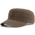 Berretto militare marrone scuro in cotone con ricamo B e cuciture rinforzate da uomo - Regolabile [54-59cm] / Marrone