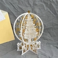 Biglietto di Natale 3D pop-up con albero in lamina d'oro e un ritaglio a forma di globo - Albero di Natale a Triplo Strato (Biglietto d'Auguri Pop-up + Busta)