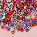 Colorful round acrylic letter beads for DIY jewelry making and educational crafts - 4x7mm Deep Colored With Black Letters (100pcs)