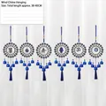 Blue evil eye wind chime with hamsa and owl pendants, 40cm exotic hanging ornament - Owl And Hamsa Hand Style (L2000风铃)