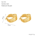Orecchini a lobo a cuore multistrato in acciaio inossidabile placcato oro 18k, 26mm - Stile Cuore Multistrato Allargato (ZE1474G)
