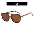 Tortoiseshell pilot sunglasses with double bridge and brown lenses in color C6 - Metal Hinge / Leopard / Brown