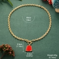 Detailed view of the 49cm gold chain necklace with a red trapezoid pendant and its size specs - Gold With Red Trapezoid