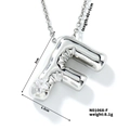 Detailed view of silver balloon initial F pendant with dimensions 2x1.5cm and star zircon - Letter F (N01068-F)