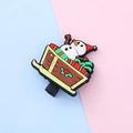 Christmas snowman on a sled PVC charm for hole shoes featuring colorful gift boxes - Snowman Sleigh
