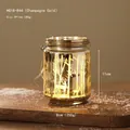 Champagne gold glass Christmas lantern with forest reindeer pattern, size 8x11cm - Champagne Gold Forest Reindeer Style (HG18-844)