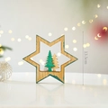 Christmas wooden star ornament with green tree design, 13.5cm tabletop festive decor - Hexagram Star Small (13.5cm)