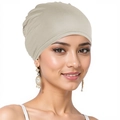 Women's minimalist beige headscarf cap in soft fabric for daily wear and base layer - One Size / Light Gray