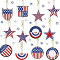 12Pcs American flag themed 5D diamond painting keychains in red white blue colors - YS-25 Stars and Stripes Elements (12Pcs)