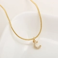 Gold-plated letter C necklace featuring micro-set zircon on a fine snake chain - Letter C(XN-05-C) / Gold