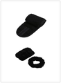 Three-piece black microfiber spa set including headband, scrunchie and absorbent wristband - Headband + 2 Wristbands Set / Black