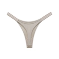 Beige ice silk thong with thin silver elastic waistbands and seamless sporty design - Coffee Grey (T-Back)