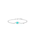 Pulsera de plata S925 con piedra preciosa azul cielo rectangular y cadena de torsión - Plata 925 / Plateado