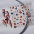 5D embossed vintage rose and butterfly nail stickers with floral patterns, FEB-683 - Vintage Flower Bird Butterfly Style (FEB-683)