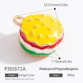 Pendentif de hamburger en alliage coloré pour création de bijoux avec dimensions - Burger/Multicolore