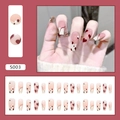 Unghie finte ballerina francesi con cuori rossi e base rosa cipria naturale - S003 Motivo Mucca