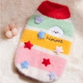 Gilet en tricot à rayures pour animaux avec couleurs arc-en-ciel et broderie chien - Pull à Étoiles Colorées
