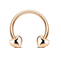 Rose gold horseshoe ring with heart charms for nose and ear piercings in polished finish - Rose Gold Solid Heart Style