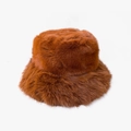 Cappello a secchiello in pelliccia sintetica marrone con calda trama per donna - Borgogna