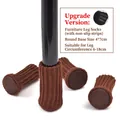 Brown knitted chair leg protectors with thick felt pads and anti-slip silicone strips - Fits Perimeter 6-17cm / Upgraded Coffee (With Silicone Strips)