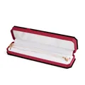 Elegant gold pearl necklace with heart pendant displayed in a long red velvet jewelry gift box - Necklace Box / Bordeaux With White Interior
