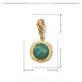 Macro detail of a 12mm green natural stone charm with golden stainless steel clasp - Gold Round-Emerald Green Natural Stone
