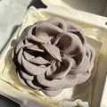 Handmade fabric rose hair claw in mocha brown color displayed in a gift box - 9.5CM / Khaki