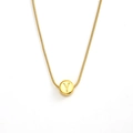 Gold snake chain necklace with a round pendant featuring an engraved letter Y - Letter Y