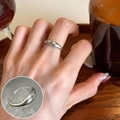 Vintage silver hollow flower bow open ring with retro minimalist fluid design for women - Minimalist Art Streamline(JZ6626)