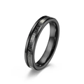 Polierter schwarzer Wolframring mit einzigartiger silbergrauer Meteorit-Einlage für Herren - Größe 6 / Schwarz 4MM