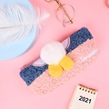 Astuccio a forma di papera in pile sherpa rosa e blu con simpatico dettaglio pompon - Stile Sedere di Anatra / Patchwork Grigio Rosa