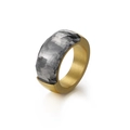 Minimalist gold brushed titanium steel ring with a faceted smoky grey crystal stone - US 7 / Gold Smoky Grey (KR52394-K)