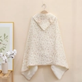 Soft cotton hooded baby towel with rabbit ears and forest print in cream beige - Dream Forest / 70*140cm