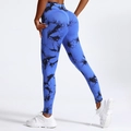 High-waisted blue and black tie-dye yoga leggings with side pockets and butt-lifting seam - Tie-dye Blue Black