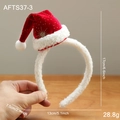 Serre-tête de Noël rouge avec mini bonnet de Père Noël et étoiles dorées en main - Serre-tête Bonnet de Père Noël