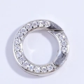 Macro di chiusura a molla in argento S925 con zirconi per creazione gioielli DIY - Chiusura Rotonda Grande Argento