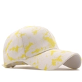 Unisex graffiti style baseball cap with yellow paint splatter print on white cotton - Adjustable / Yellow Tie-Dye