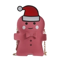 Bolso bandolera de hombre de jengibre rosa con gorro de Papá Noel y cadena de oro - Rosa