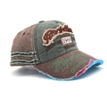 Vintage washed denim baseball cap with Rock 1969 embroidery and frayed edges - Adjustable / Army Green