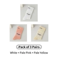 Dreierpack Baumwollsocken in Weiß, Hellrosa und Gelb mit gerippter Textur und Logo - Einheitsgröße / 3 Paare-Weiß+Hellrosa+Hellgelb
