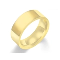 Close-up of a wide polished gold titanium steel band ring with a smooth flat surface - Size 6 / 8MM Width / Gold