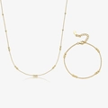 Minimalistisches S925 Sterlingsilber Perlen Halsketten und Armband Set in edlem Gold - Gold Halskette Armband Set