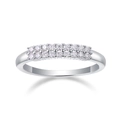 Elegant 925 sterling silver double row moissanite ring with shimmering white gemstones - R13041+gra/black Card / US Size 7 / Circumference 54.3mm