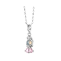 Silver mermaid tail necklace featuring light blue moonstone and pink pear-cut gemstones - Pink Gem Character (925-5# Silver)