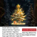 Golden Christmas tree electrostatic window sticker in various sizes for holiday decor - Small (40*45CM)