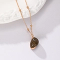 Elegant gold beaded chain necklace with natural black and yellow striped seashell pendant - Gold Chain-Striped Conch