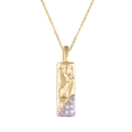 Gold rectangular letter pendant necklace with sparkling cubic zirconia accent - Letter: I