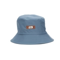 Blauer Fischerhut für Damen mit braunem Lederpatch und 1203-Buchstabendesign - Aqua