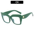 Cat eye blue light blocking glasses in forest green finish with gold rivets C4 - Green
