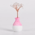 Handmade white crystal money tree with gradient ceramic base for home office decor - White Crystal